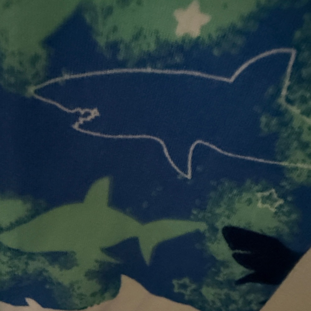 Shark Attack Blue and Green Rashguard Set - Picture 6 of 6